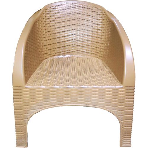 Ratan Large beige chair for hotels and gardens and fit for pedestrians and relax with armrest and strong chair back Made of plastic and designed