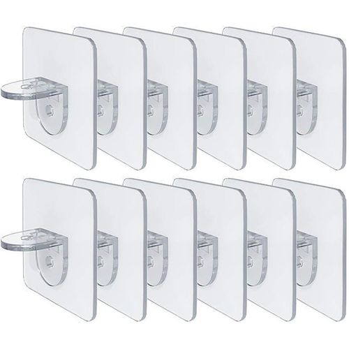 Punch Free Shelf Support Peg-Self Adhesive Shelves Clips for Kitchen Cabinet Book Shelves-Strong Partition Holders Pin for Closet Brackets Clapboard Layer-Load Bearing 10 Pounds,12/24/50 Pack