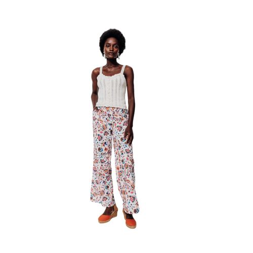 Wide Leg Patterned Trousers
