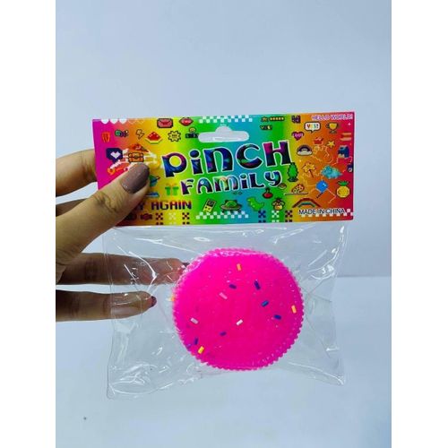 Pink Oreo shaped squishy toy.