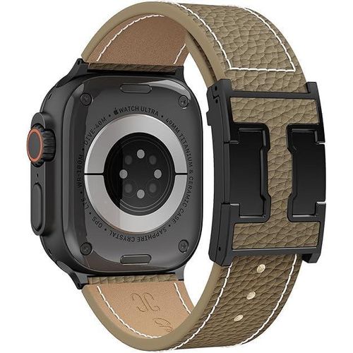 سوار جلدي مغناطيسي متوافق مع ساعات أبل من السلسلة 10 مقاس 46 مم، وسلسلة Ultra 2 مقاس 49 مم، وسلسلة 9 و8 و7 مقاس 45 مم و44 مم، سوار من الجلد الطبيعي مع مشبك مغناطيسي.