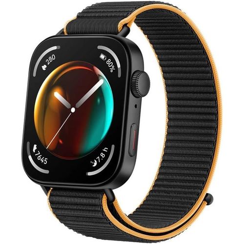 Nylon Straps Compatible with Huawei Wacth Fit 4/Fit 4 Pro/Fit 3, Breathable Sport Loop Soft Nylon Braided Strap, Women Men Black Orange