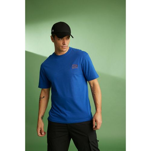 Man Crew Neck Relax Fit Short Sleeve T-Shirt - Sax