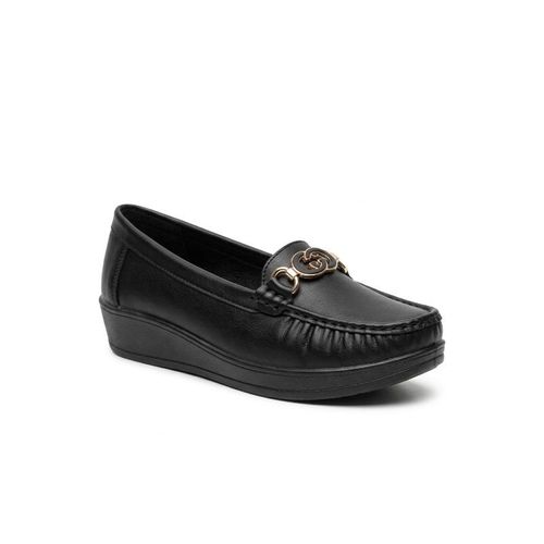 Women's Black Slip-On Loafers - Comfortable Everyday Style