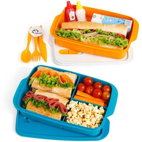 Lunch Box Set – 2 pcs (1L Divided + 1L Standard) with Cutlery ( SPECIAL OFFER )