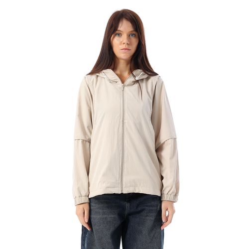 Waterproof Hooded Jacket -17680-Beige