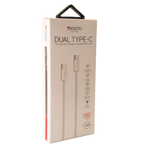 CA164 2 Meters 60W Fast Charging Cloth Braided Design TC to TC Data Cable For IP