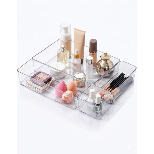 Clear Drawer Organizer Set – 8 Pieces in 4 Different Sizes for Kitchen, Vanity & Office Storage