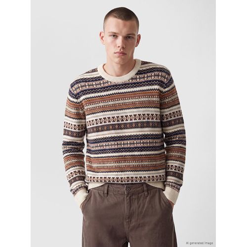 Crew Neck Patterned Men's Knitwear Sweater