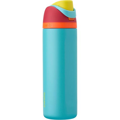 Owala FreeSip Insulated Stainless Steel Water Bottle with Straw for Sports and Travel, BPA-Free, 24-oz, Red/Aqua (Summer Sweetness)