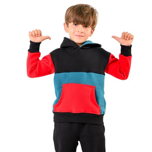 Boys Color-Block Hoodie & Jogger Set – Warm Fleece Winter Tracksuit (3–14 Years)
