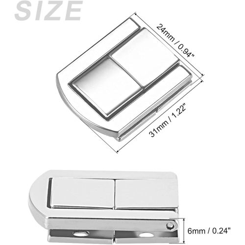 Zinc Alloy Metal Latch for Cabinets and Boxes, Silver, 31x24mm, 2pcs with Screws