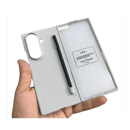 Protective case compatible with Samsung Galaxy Z Fold 6, includes S Pen, full glass screen protector, shockproof, polycarbonate cover - LiGHT GRAY