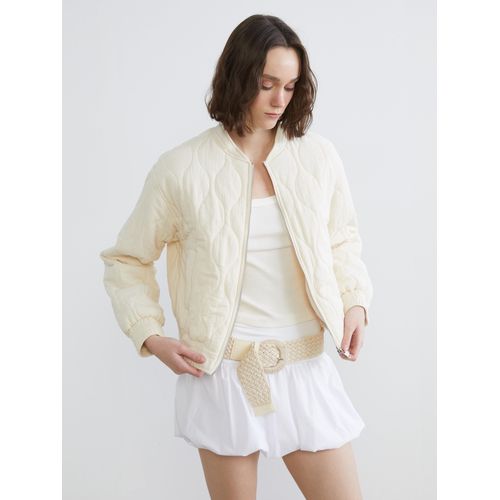 Baseball Collar Quilted Oversize Women's Jacket