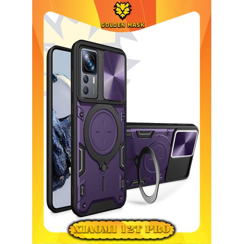 For Xiaomi 12T/12T Pro Armored Camera Shield Cover Camera Lend Protection, Built-in 360° (Purple)