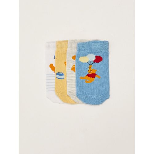 Winnie The Pooh Printed Baby Boy Booties Socks 4 Pack