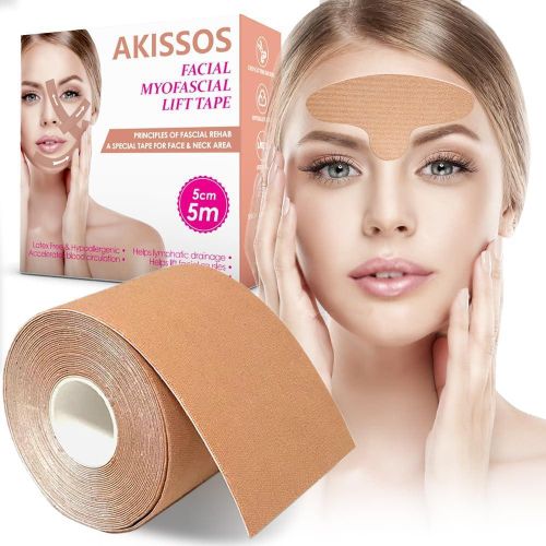 Akissos Face Tape Forehead Wrinkle Tape Wrinkle Plaster Face Tape Against Wrinkles for Face and Neck Cotton Comfortable and Soft Hypoallergenic 5 cm x 5 m 1 Roll