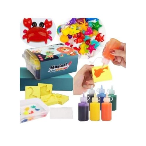 New 3D Magic Water Gel Plastic Glass Magic Water Toy Set with Molds Water Educational Toy for Kids DIY Sea Life Toys Multicolor First Choices (6 Colors)
