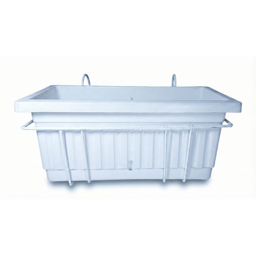 Balcony and garden planter measuring 60cm * 20cm with built-in tray and metal stand for home gardening, vegetables, herbs and ornamental plants - White
