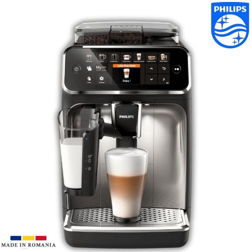 Series 5500 Fully Automatic Espresso Coffee Machine, 20 Hot & Iced Coffee Recipes, LatteGo Milk System, Ceramic Grinder, 15 Bar Pump, 1.8L Water Tank, 1500W, Black Chrome, Model EP5547/90