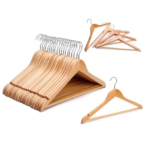 Wooden Clothes Hangers - Ultra Thin Space Saving Non-Slip Velvet Suit Hangers for Everyday Standard Use 18 Pieces
