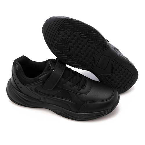 Youth Comfy Lace Up & Velcro Sneakers - Black