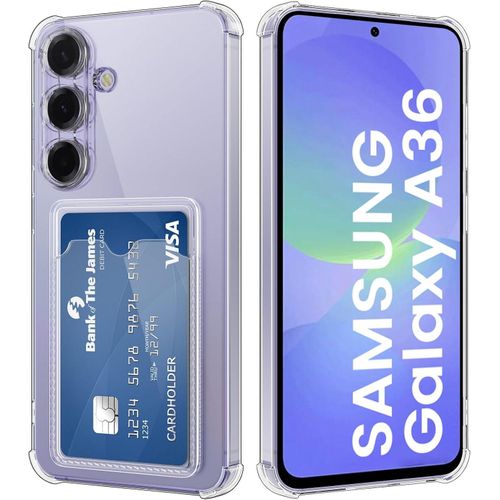 Crystal Case for Samsung Galaxy A36 5G with Card Holder Slots – Transparent, Scratch-Resistant Soft Silicone & TPU Protective Case