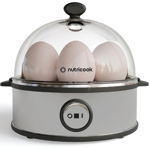 Rapid Egg Cooker: 7 Egg Capacity Electric Egg Cooker for Boiled Eggs, Poached Eggs, Scrambled Eggs, or Omelettes with Auto Shut Off Feature - Silver
