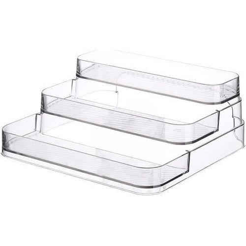 Clear acrylic ladder organizer - drawer display stand for organizing cosmetics, stationery, and spice jars - stylish and versatile storage unit for kitchen and office