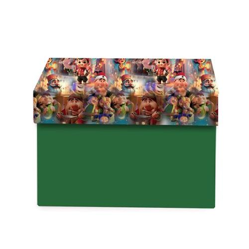 Gift box with Lid, Colorful Character Ramadan Theme, Green Base, Size (22.5 * 30 * 9)
