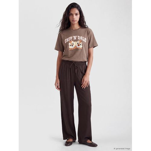 Elastic Waist Wide Leg Women's Trousers