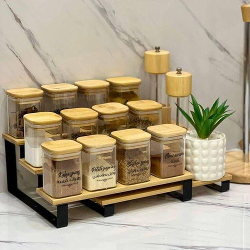 3 Door Spice Ladder – Strong Metal & Wood – Multi-Use Rack with Modern Design and High Quality Material