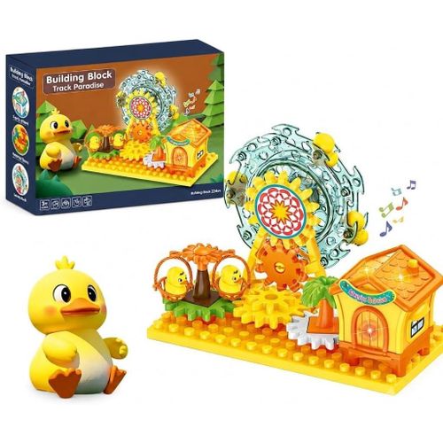 Amusement Park Building Blocks Toy with Cute Duck and Spinning Wheel for Kids - Educational Toy to Develop Creativity and Focus - Suitable for Boys and Girls +3 Years Old