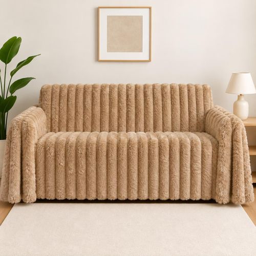 Sofa cover Beige Ribbed design