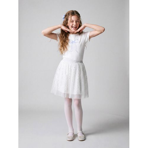 Girl's Ballet Flats With Ankle Strap And Stone Detail