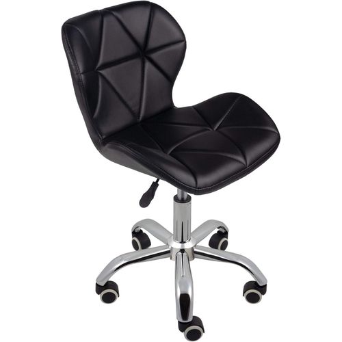 Dining/Office Swivel Chair with Chrome Legs with Wheels and Lift - Black PU El-Motahida