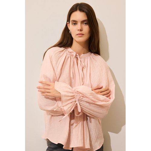 Oversize Fit Grandad Collar Long Sleeve Blouse