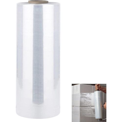Clear Pallet Stretch Wrap Standard Core, 17mu Thick, Industrial Strength Shrink Wrap, Cling Film, Plastic Wrap Packaging for Removals, Industrial & Warehouse Use (1312 Feet x 80 Gau)