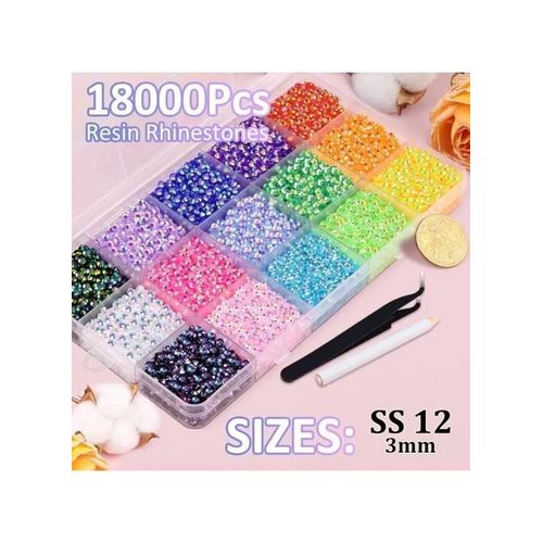 (trend 2026 )18000PCS 15 Colors Jelly Resin Rhinestones Kit with 3Pcs Glues, 3mm Flatback Gems for Bedazzling Crafting, Multicolor Diamonds for Clothes Shoes Nail Art Diamond Painting Makeup DIY (15 Colors)