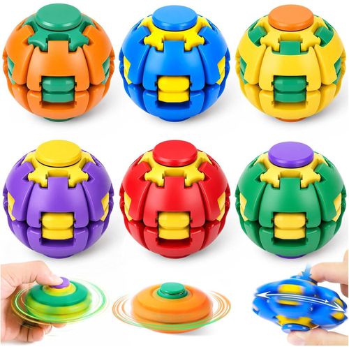 Press to Spin Fidget Spinner HelixCore Spin Stress Ball Sensory Fidget Toys 6 Pack, Sensory Fidget Toys Adults Teens Gifts Anxiety Stress Relief Fidgets Office Desk Toy for Autism ADHD Fidget Ball