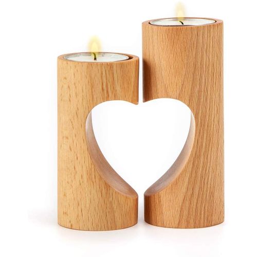 شموع خشبية رومانسية مارفي تاتش - 2 قطعة - بني