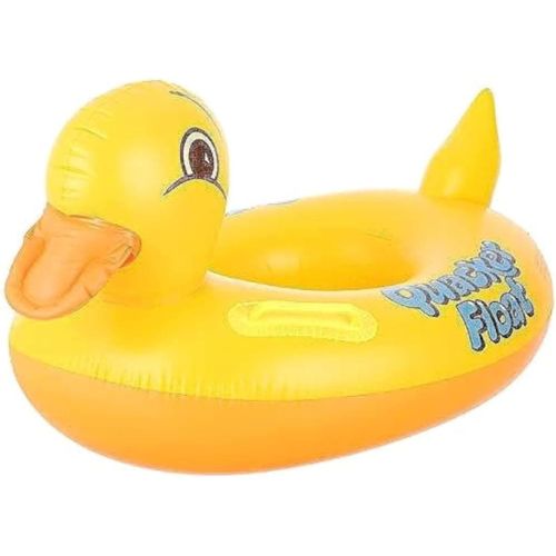 Inflatable Baby Swim Float Seat Boat with Backrest & Leg Holes, Large Yellow Duck Design, with safety grab handle, , for Toddlers 1 to 3 years