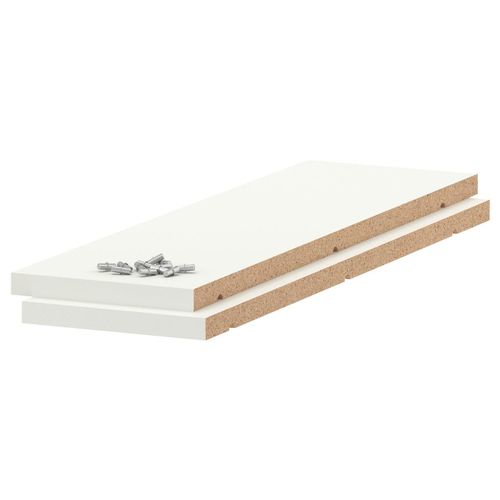 Shelf White UTRUSTA shelves, made of melamine, with a thick frame. Theyre designed for durability and easy cleaning.