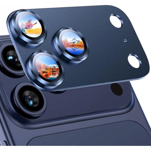 Camera Lens Protector for iPhone 17 Pro, Full Coverage Tempered Glass Metal Frame, Scratch Resistant, Shock Resistant, HD Rear Camera Protection Ring, Easy Installation.(Navy)