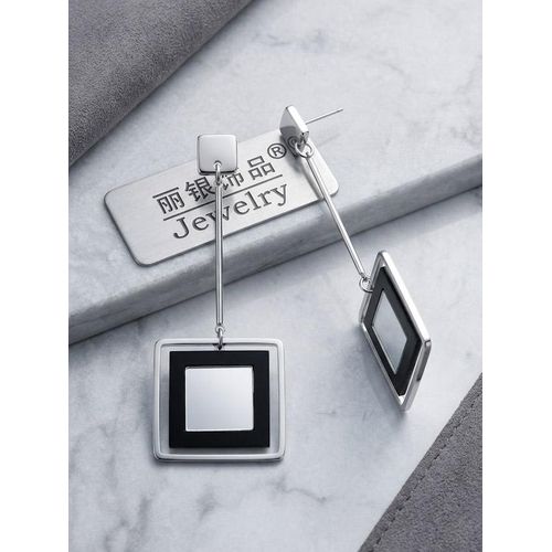 SHEIN dangeled squares silver stainless steel earrings
