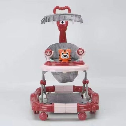 2-in-1 Baby Walker & Rocker with Push Handle, Sun Canopy, Adjustable Height & Activity Tray