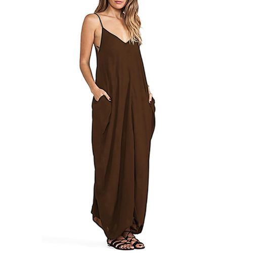 Women's cotton maxi dress with pockets, comfortable and stylish for summer