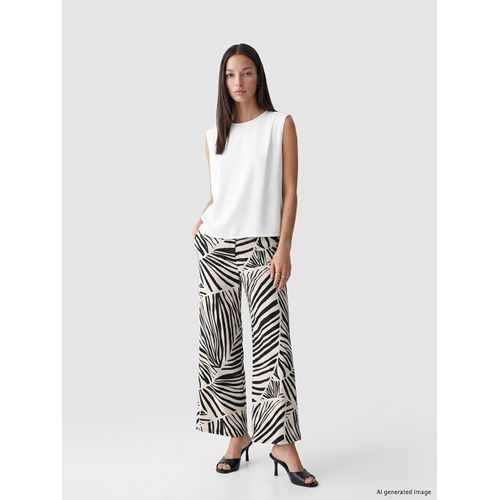 Elastic Waist Zebra Patterned Women's Trousers