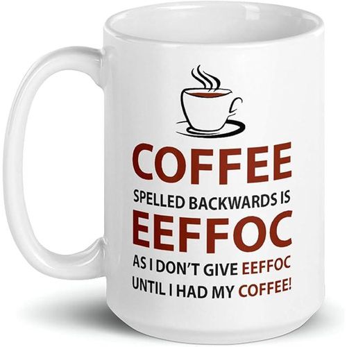 Gifticious Eeffoc is Coffee Spelled Backwards as I Dont Give Eeffoc Until I Had My Coffee Novelty Ceramic Funny Gifts Gag Birthday Present Idea for Women Boss Employee from Black horse