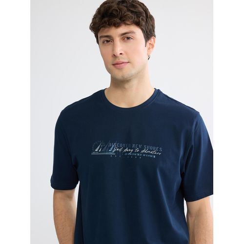 Plus Size Crew Neck Printed Cotton Men's T-Shirt